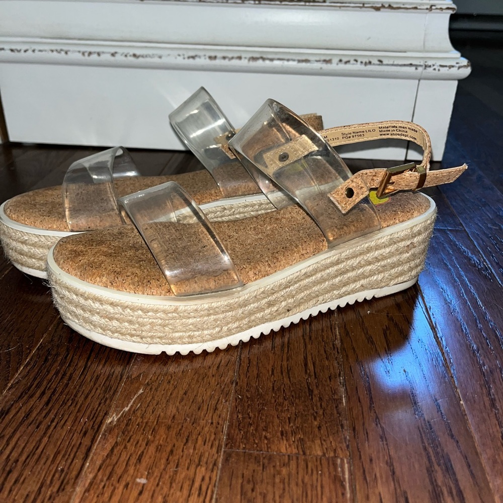 Maui Island Clear Strap Platform Sandal Size 7
